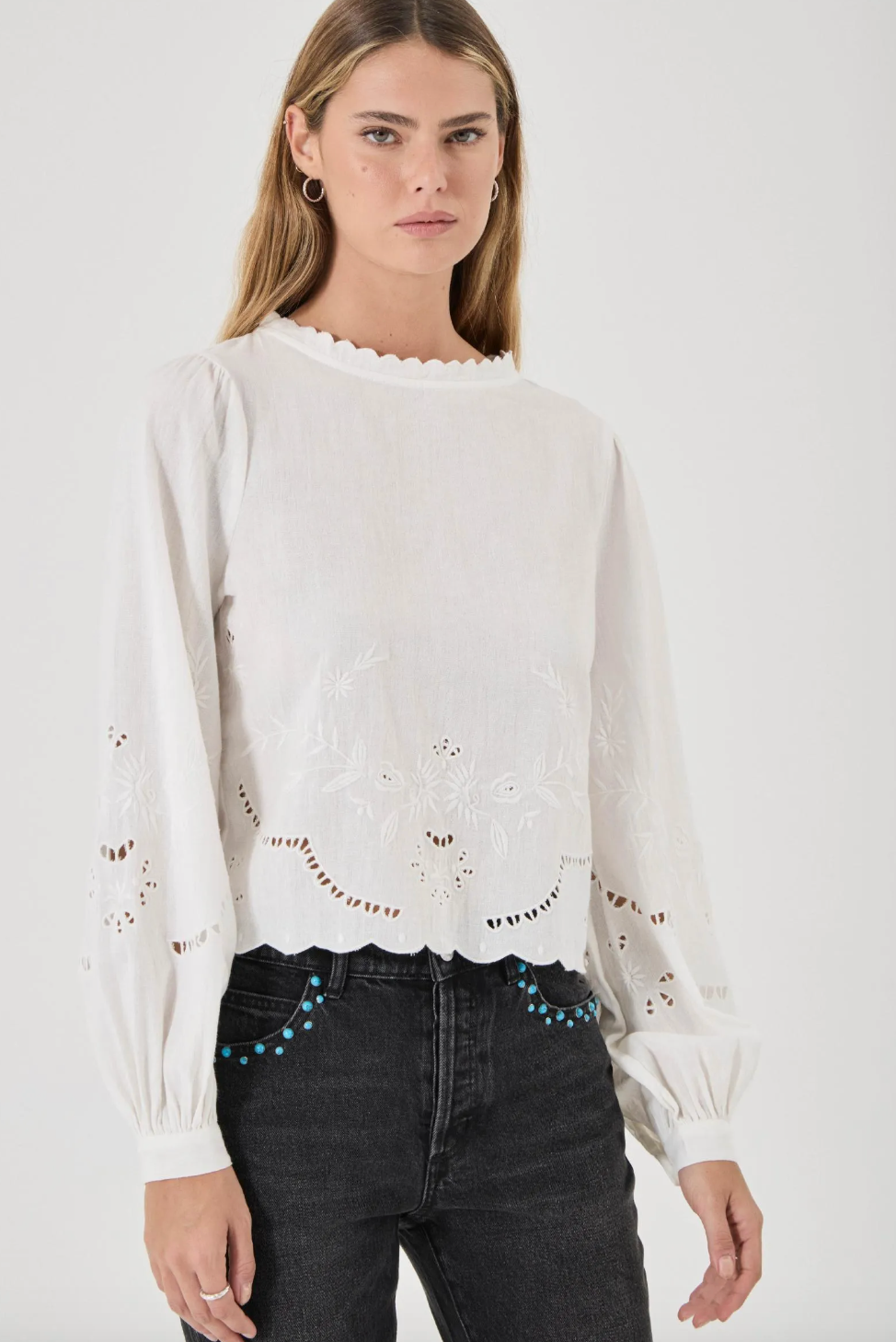 Stephanie Blouse Embroidered - White