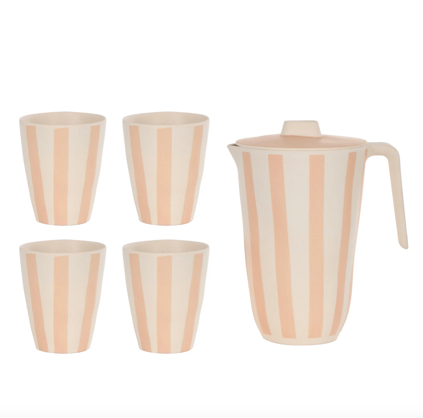 Bamboo Fibre Jug & 4pcs Tumblers - Pink