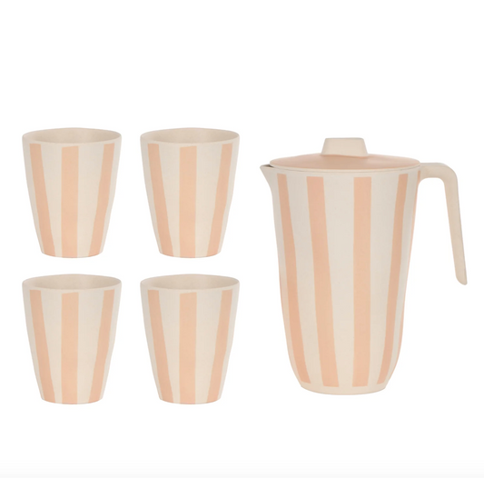 Bamboo Fibre Jug & 4pcs Tumblers - Pink