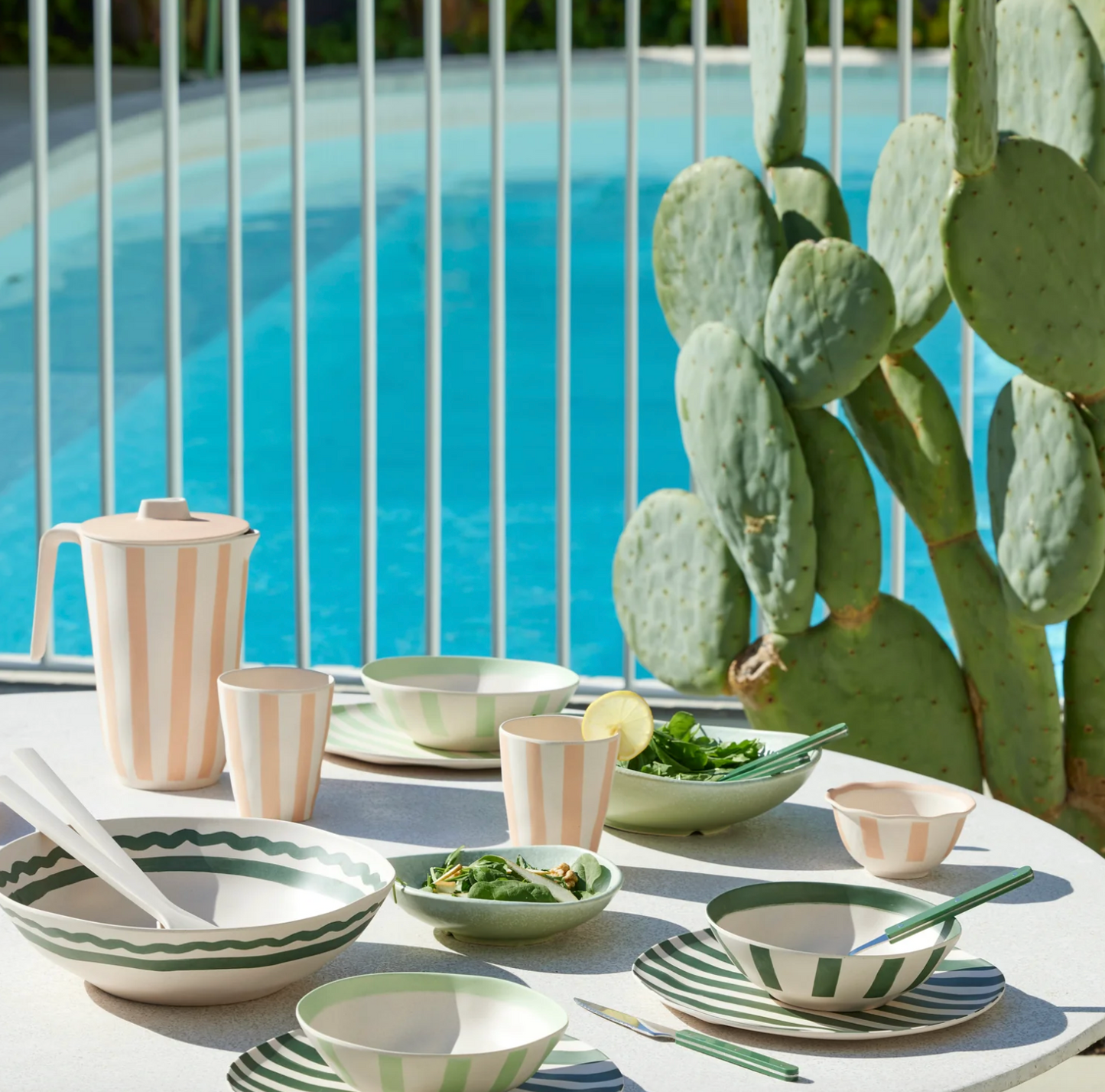 Bamboo Fibre Jug & 4pcs Tumblers - Pink