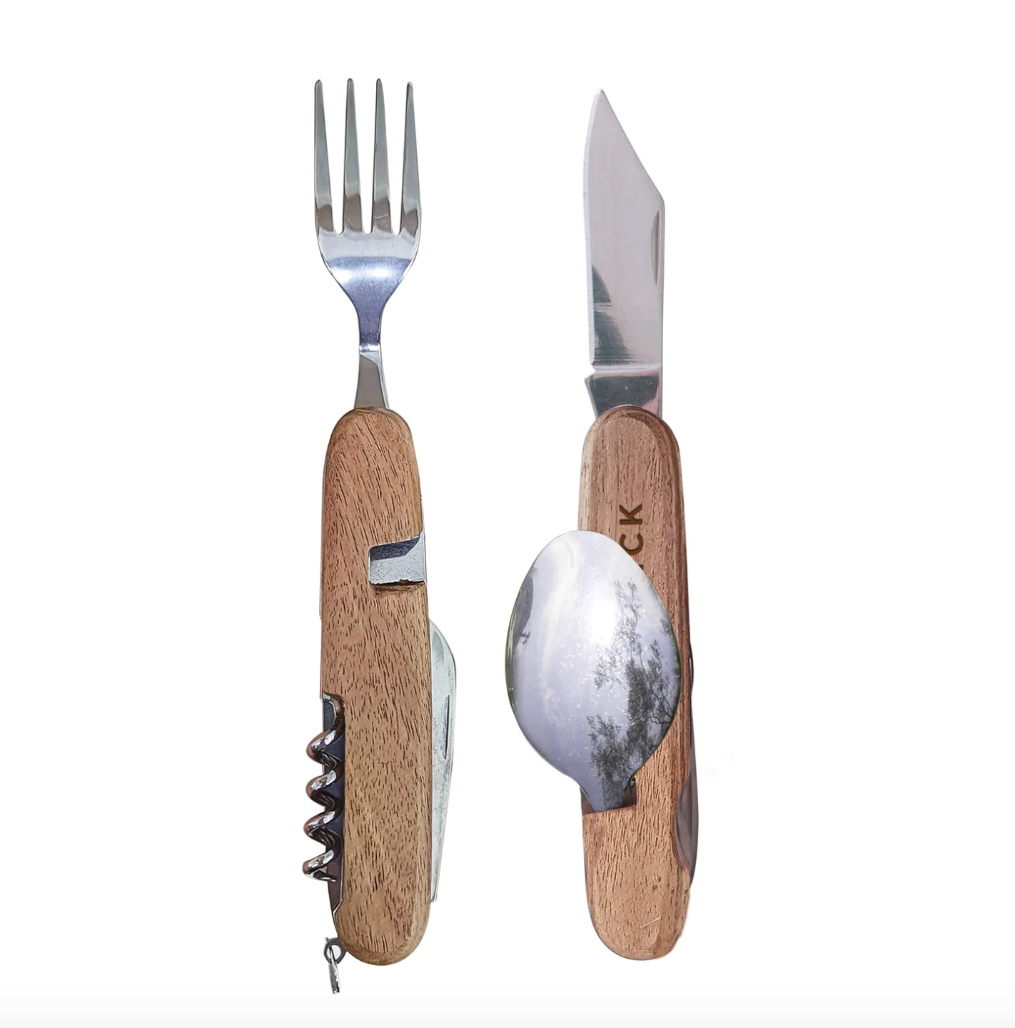 Maverick Folding Cutlery Set Natural & Stainless Steel