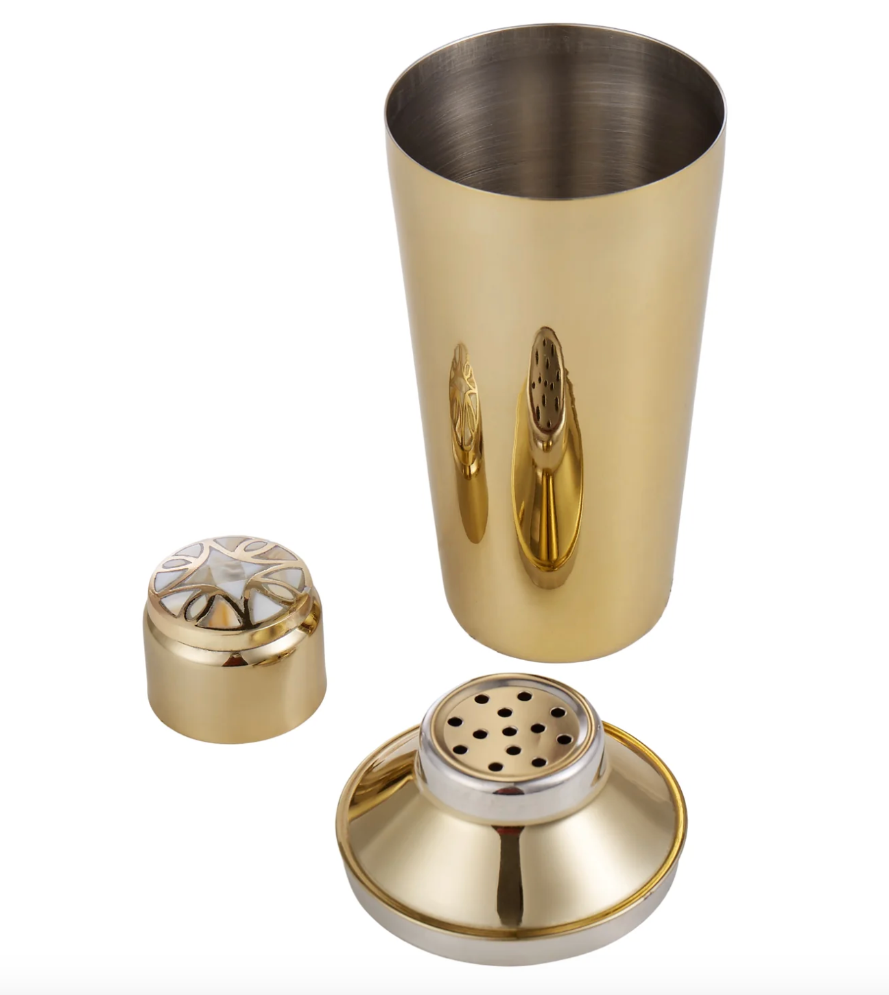 Mother of Pearl Detailed Cocktail Shaker Gold