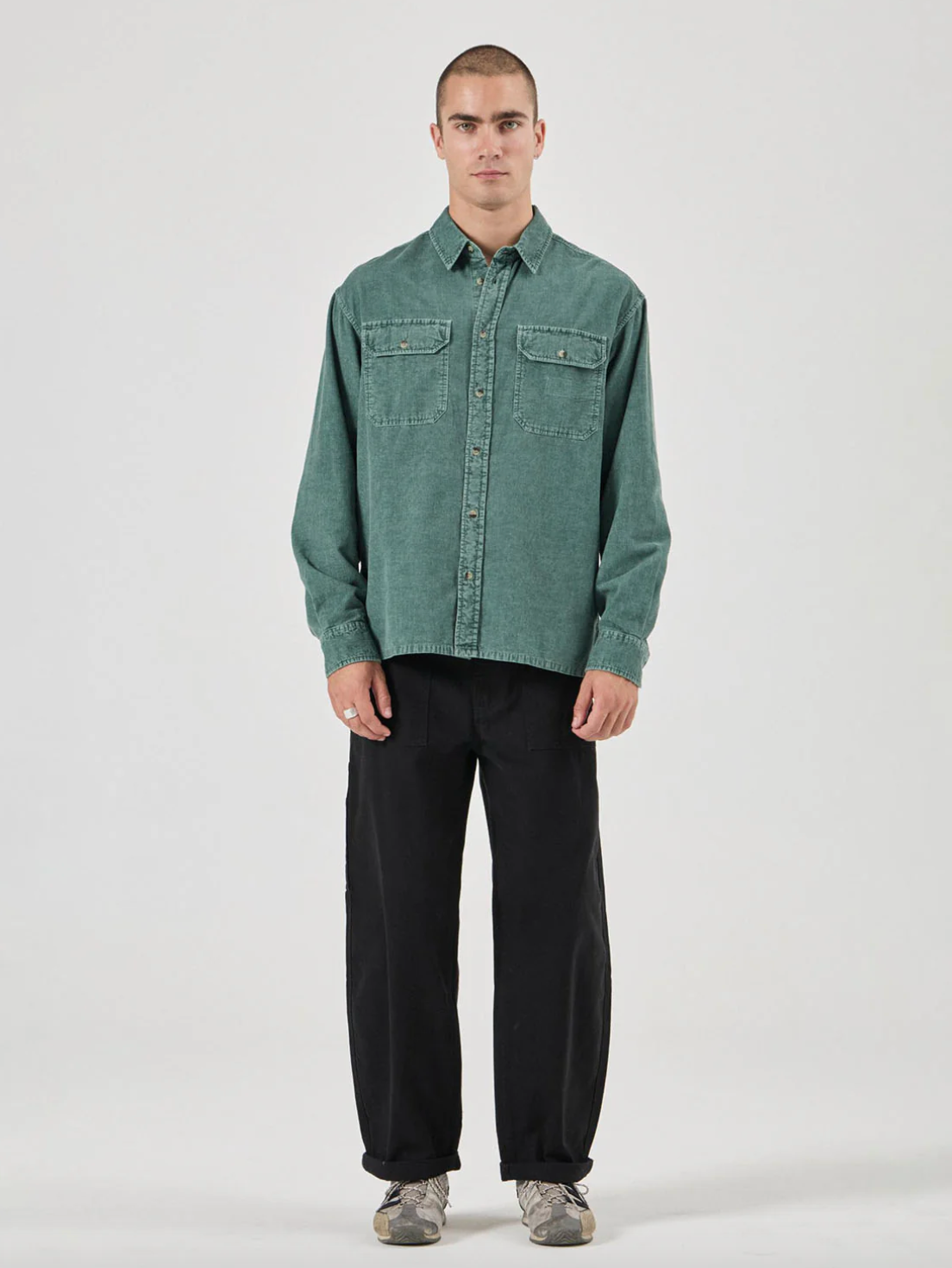 Grid Cord Long sleeve Shirt - Pine