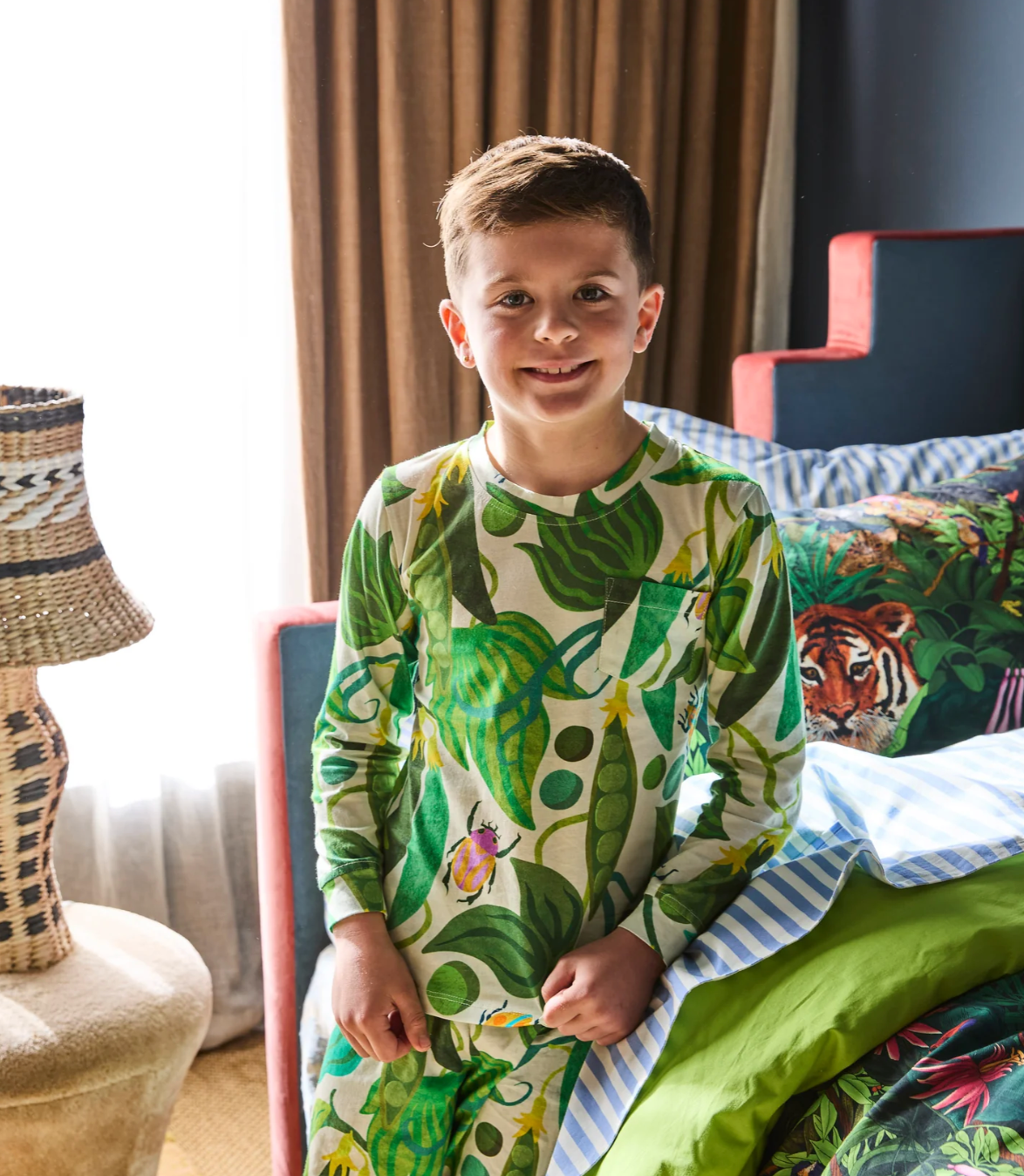 Kip & The Beanstalk Kids Organic Cotton Long Sleeve Top & Pant Pyjama Set