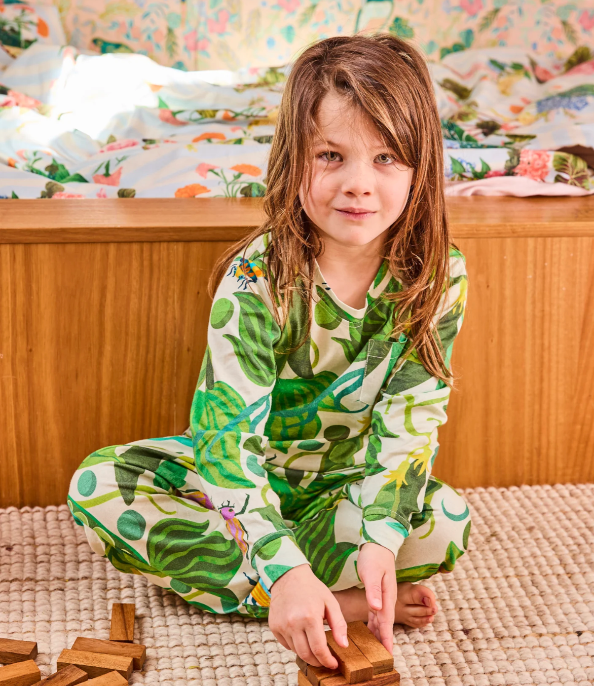 Kip & The Beanstalk Kids Organic Cotton Long Sleeve Top & Pant Pyjama Set