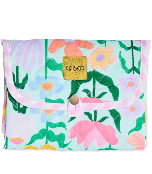 Baby Change Mat - Popping Flowers Green