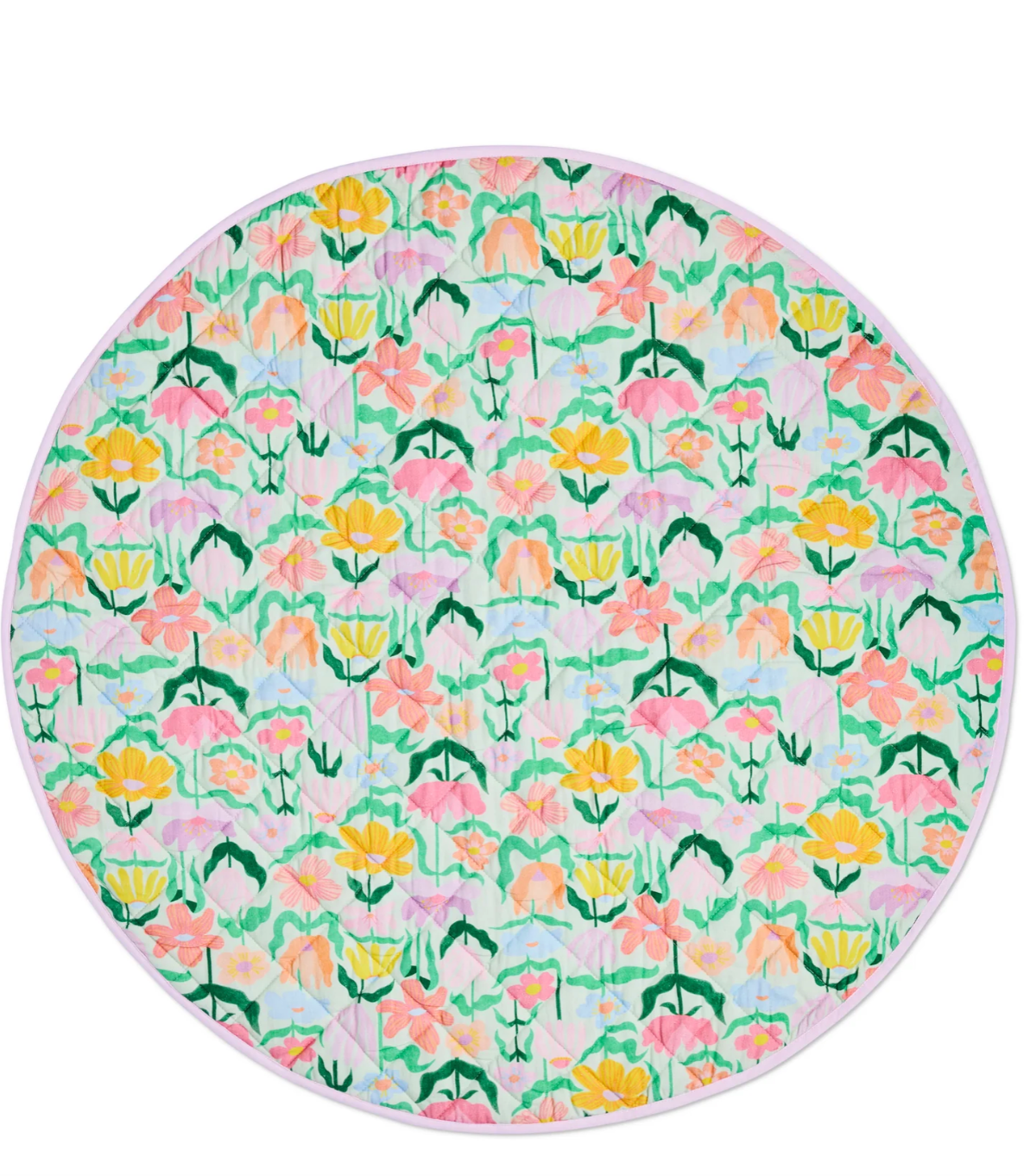 Popping Flowers Green - Quilted Baby Play Mat