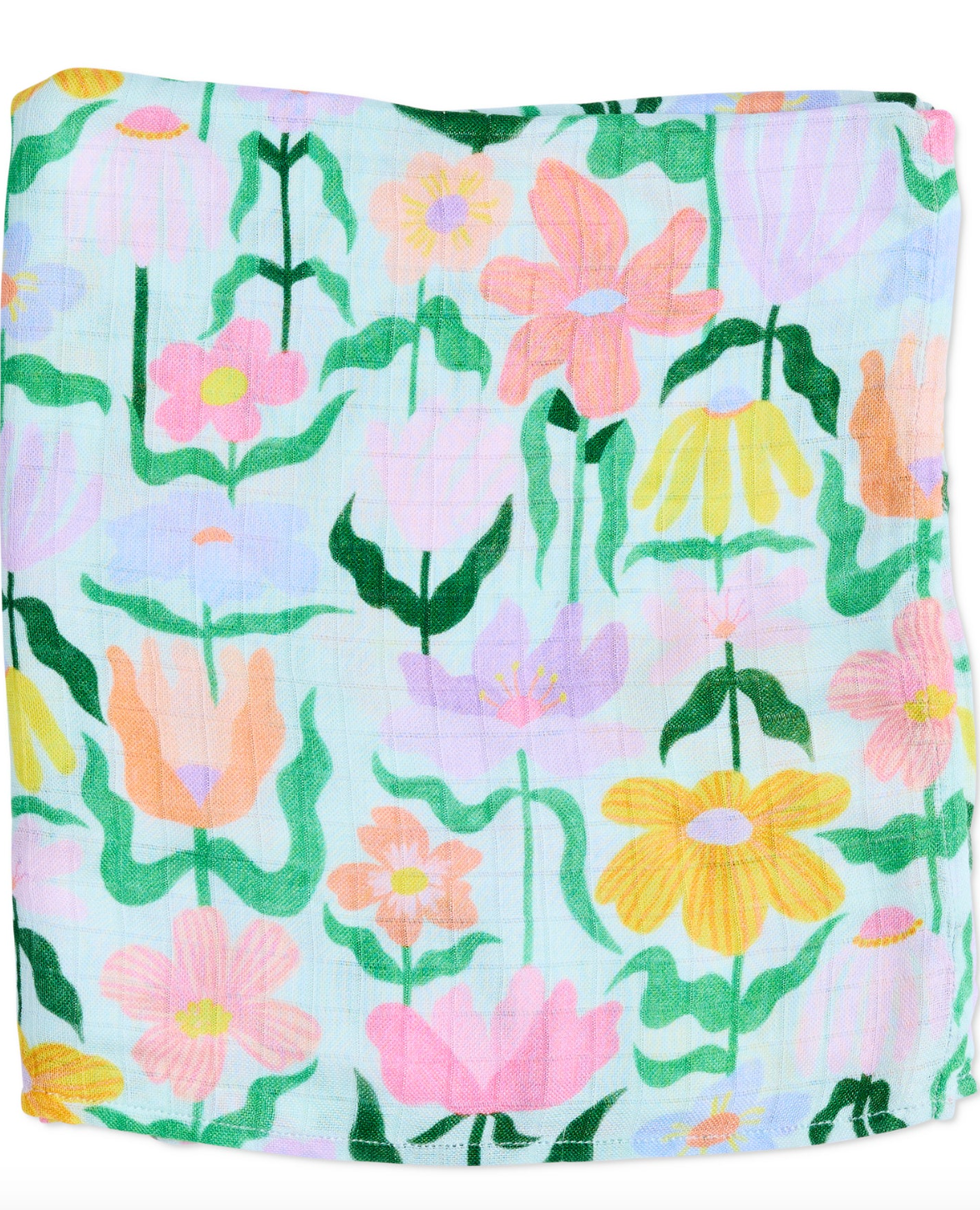Popping Flowers Green Bamboo Swaddle