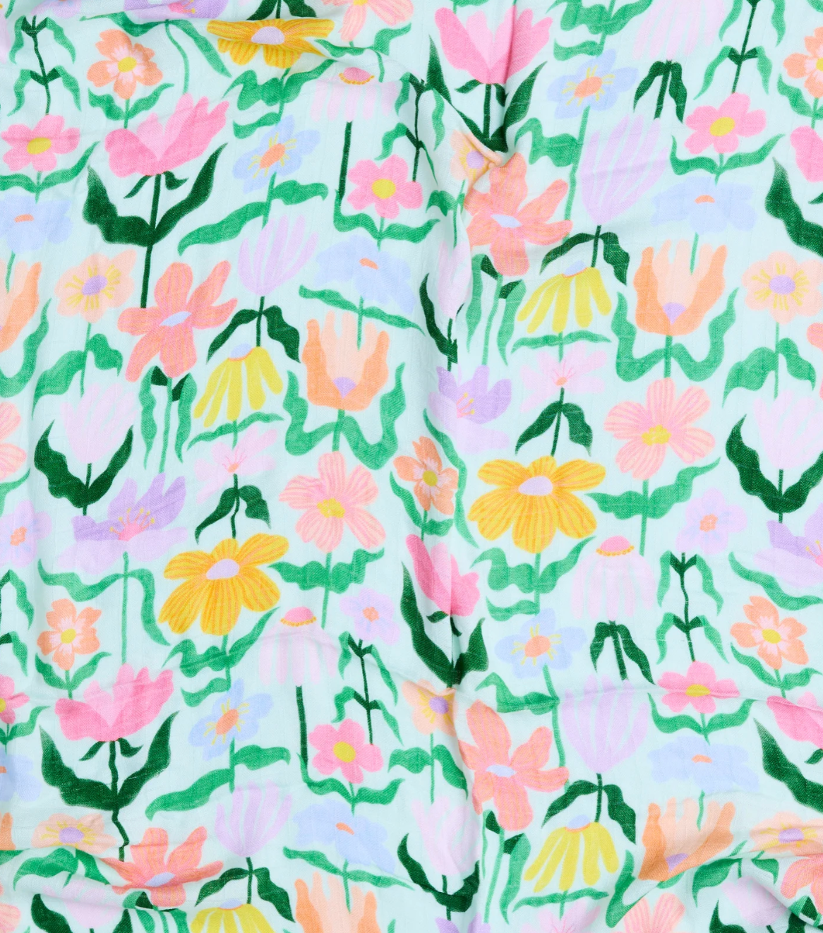 Popping Flowers Green Bamboo Swaddle