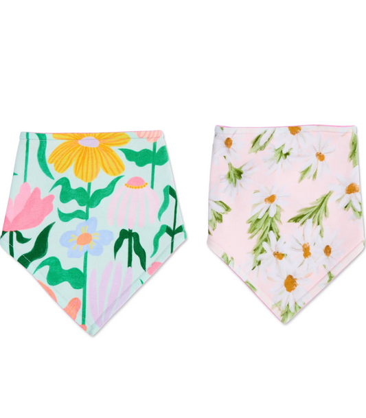Sweet Flowers Organic Cotton Dribble Bib Set