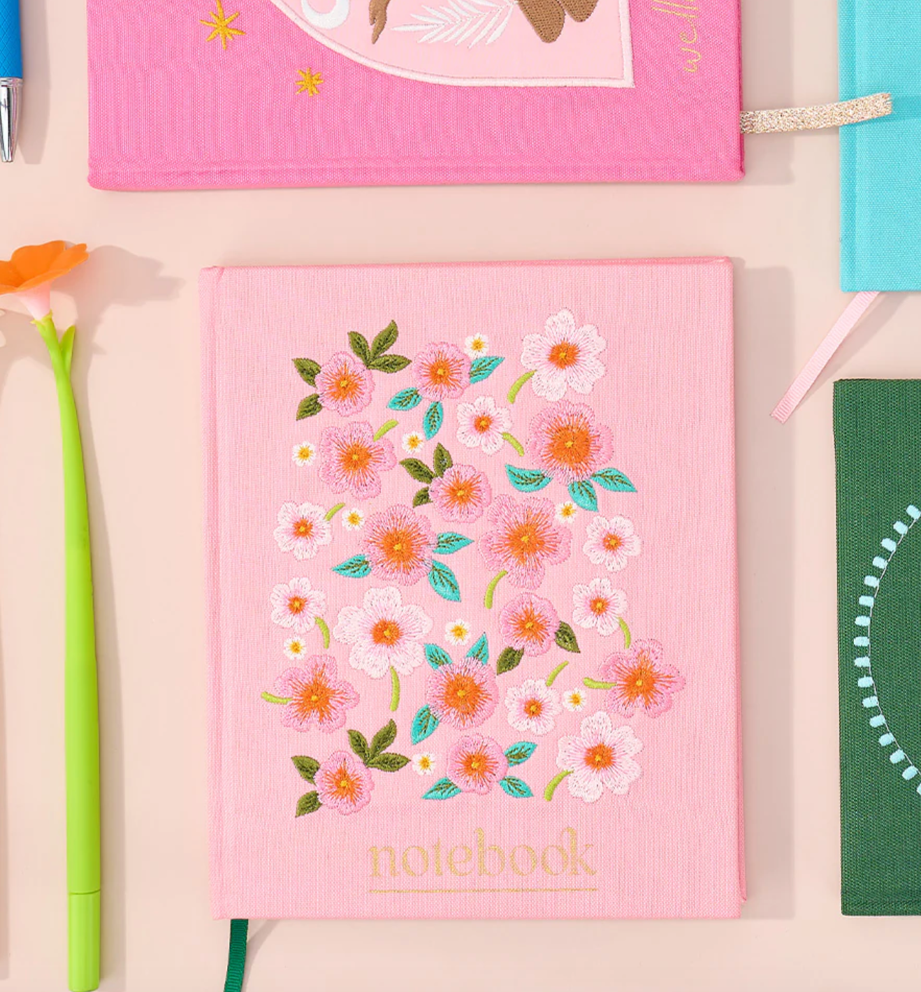 Journal Notebook - Embroidered Meadow Blush