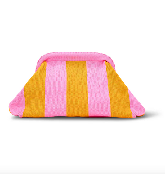 Dumpling Clutch - Orange and Pink Stripe