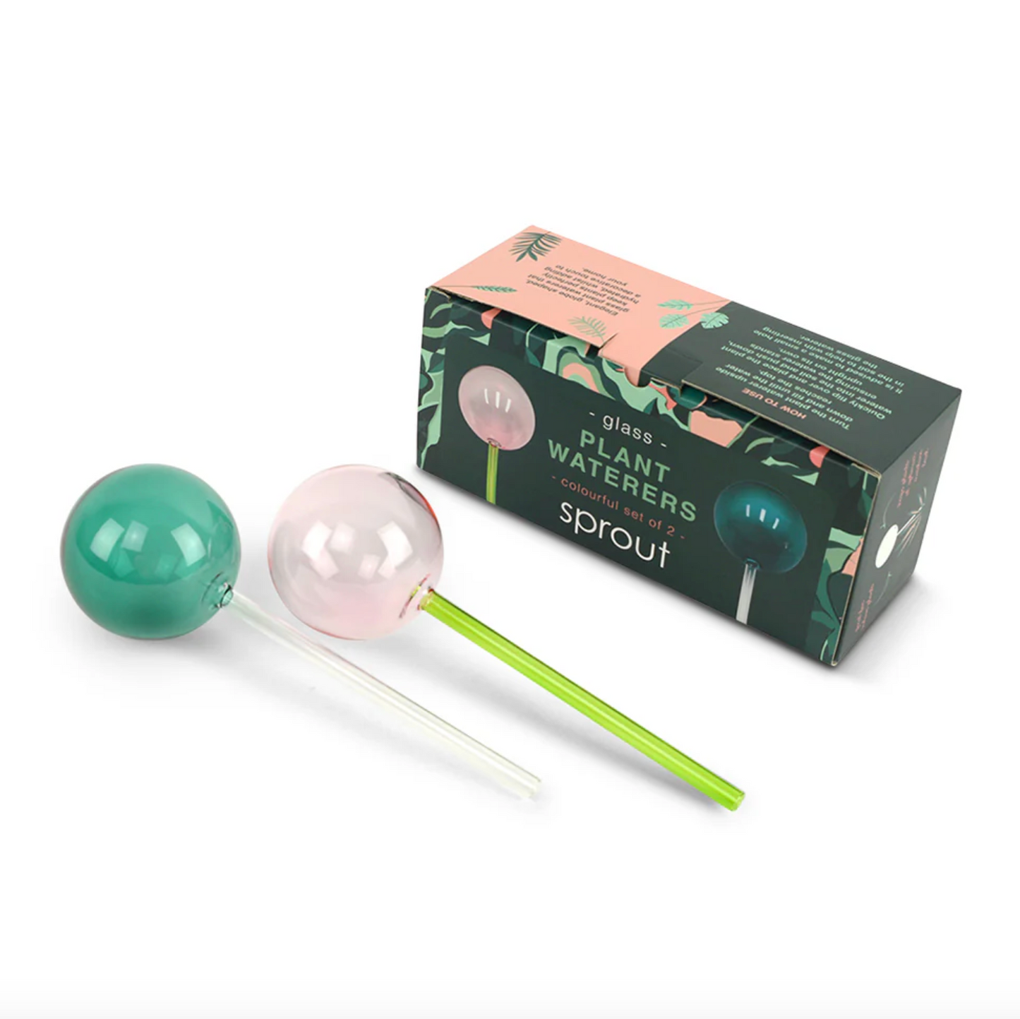 Plant Water Globes - Pink & Green Set of 2