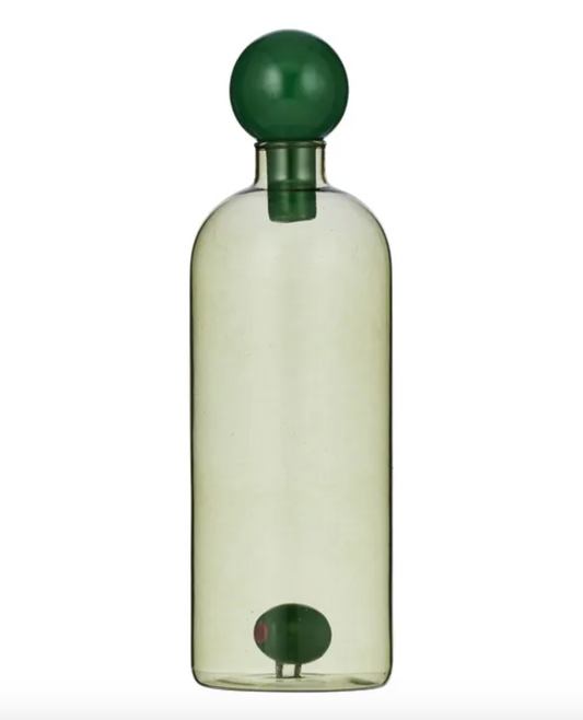 Olive Glass Oil Bottle - Green