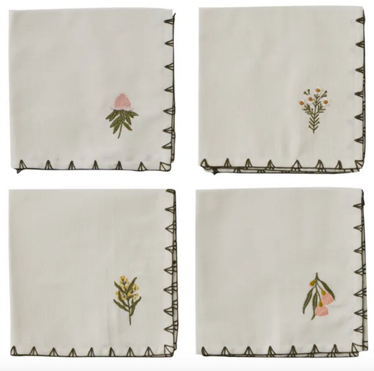 Daphne Cotton Embroidered Napkins - Set of 4