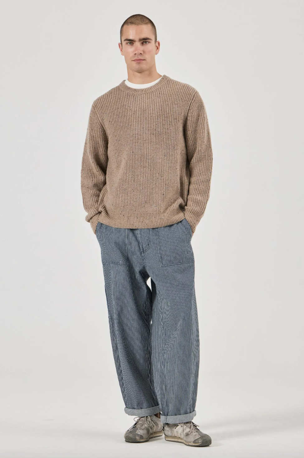 Fishermans Tweed Crew - Linseed