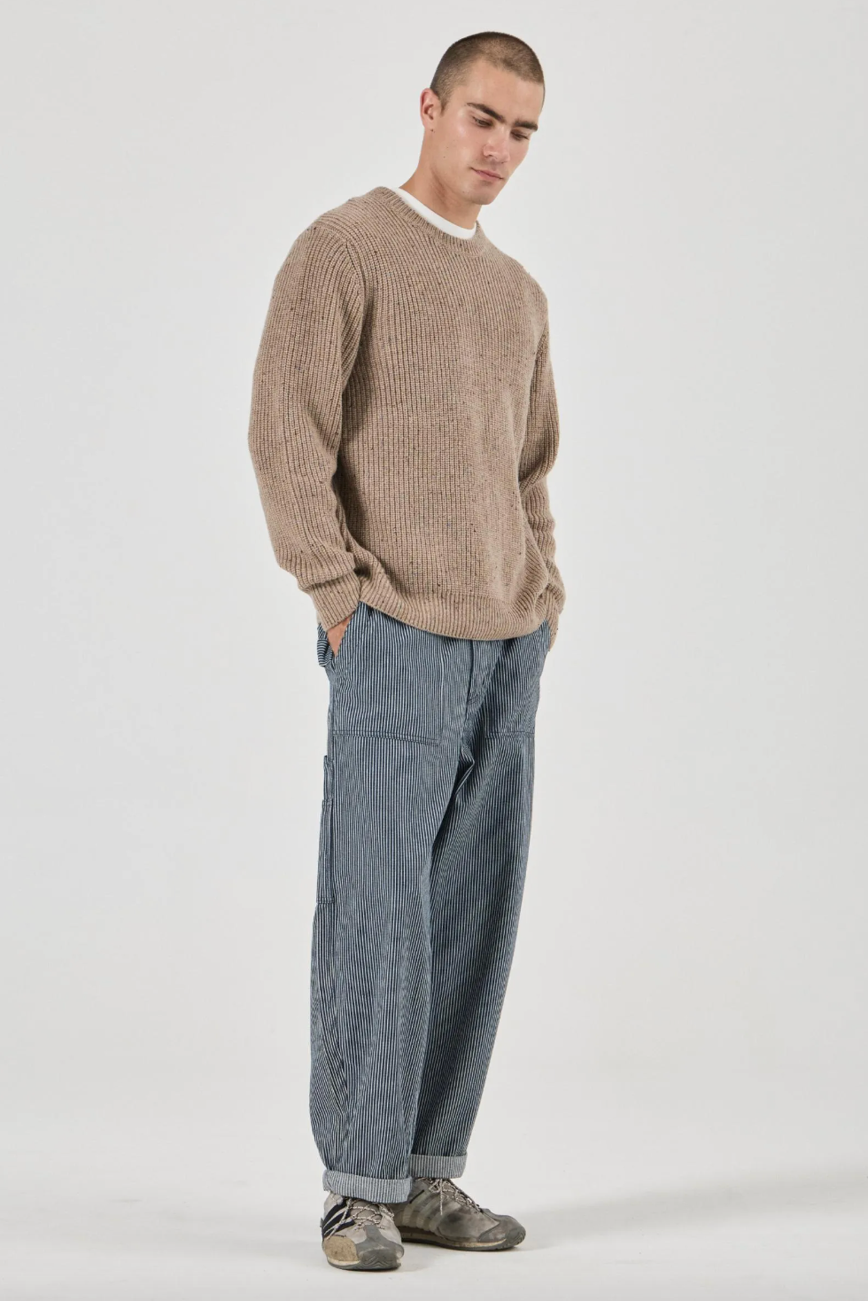Fishermans Tweed Crew - Linseed