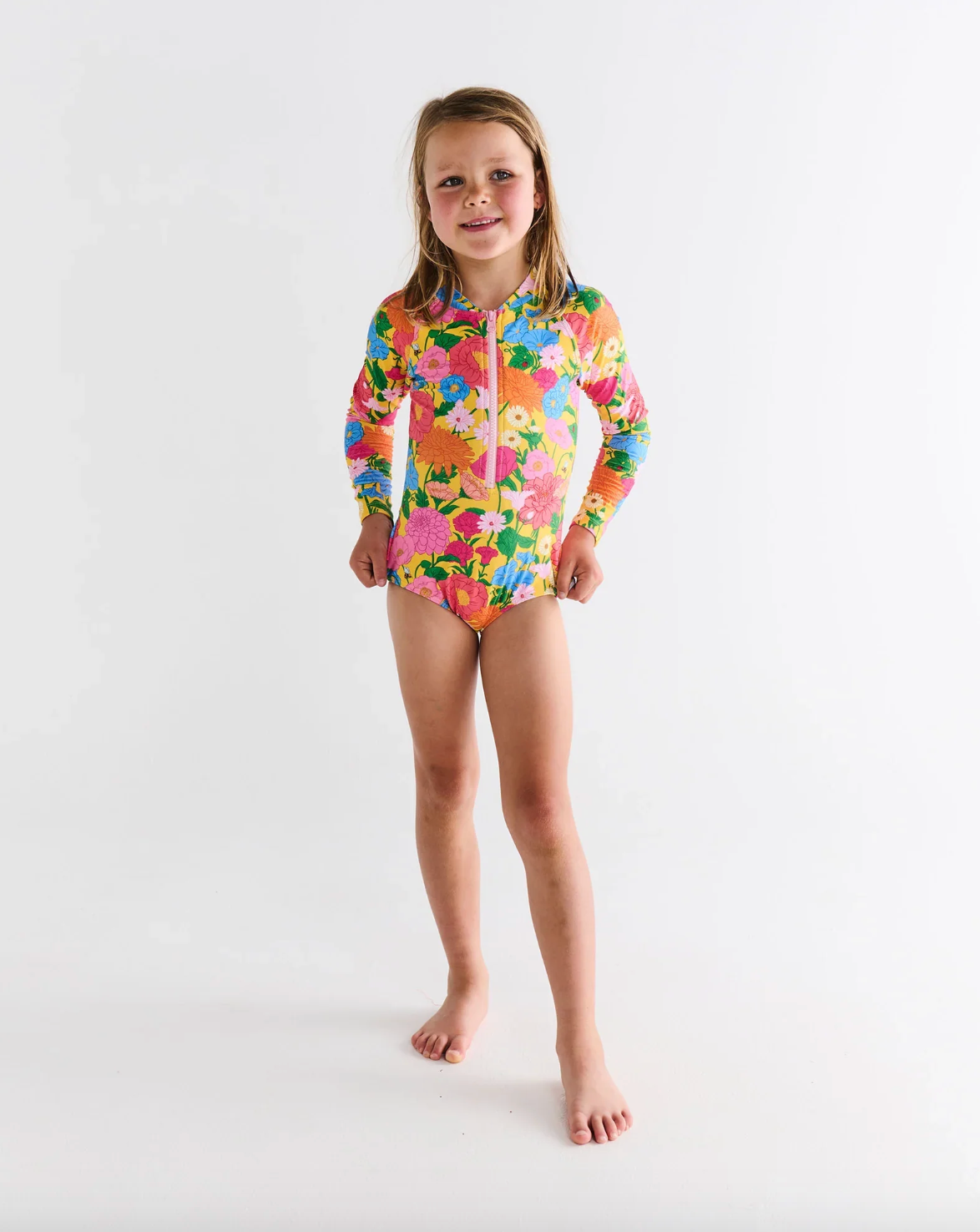 Follow The Sun Yellow Long Sleeve Bathers - Various Sizes