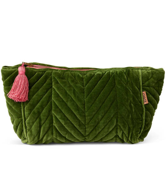 Moss Velvet Toiletry Bag