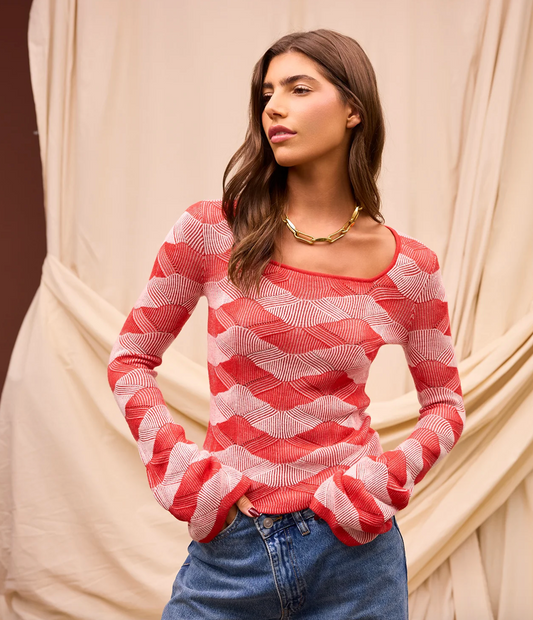 Ingrid Knit Top - Vermillion