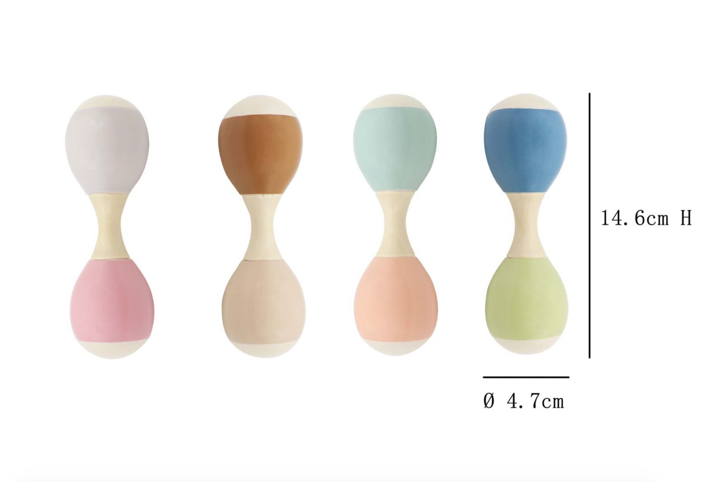 Wooden Double End Maracas - Various Colours