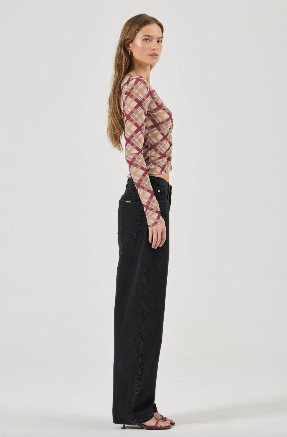 Field Lines Long Sleeve Top - Cherry