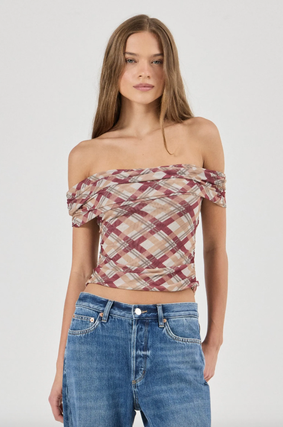 Field Lines Cold Shoulder Top - Cherry