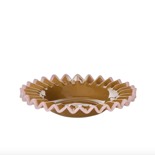 Sigrid Frill Dish Large - Mustard & Pink
