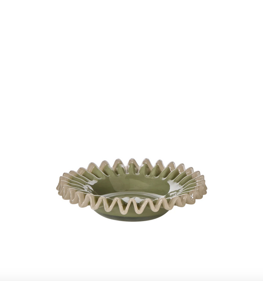 Sigrid Frill Dish Small - Green & White