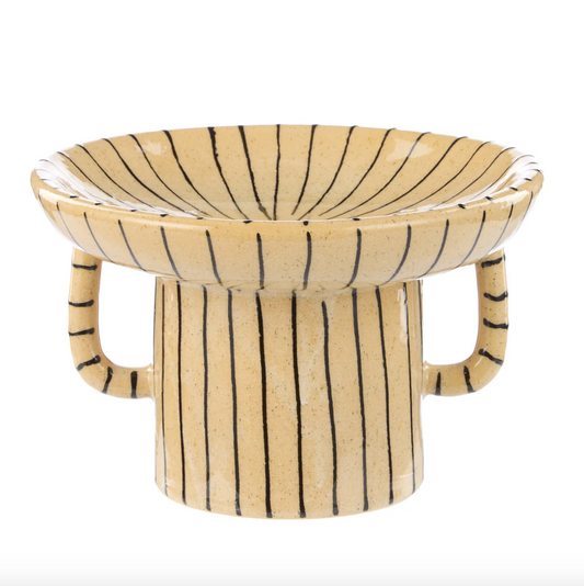 Sabi Stripe Decor Dish Large - Beige & Black