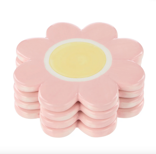 Posey Flower Coasters 4pcs Set - Pink