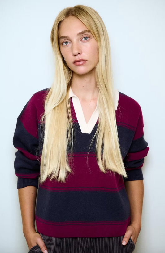 The Varsity Knit - Navy & Wine