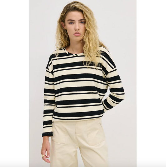 Isla Stripe Top - Black & Cream