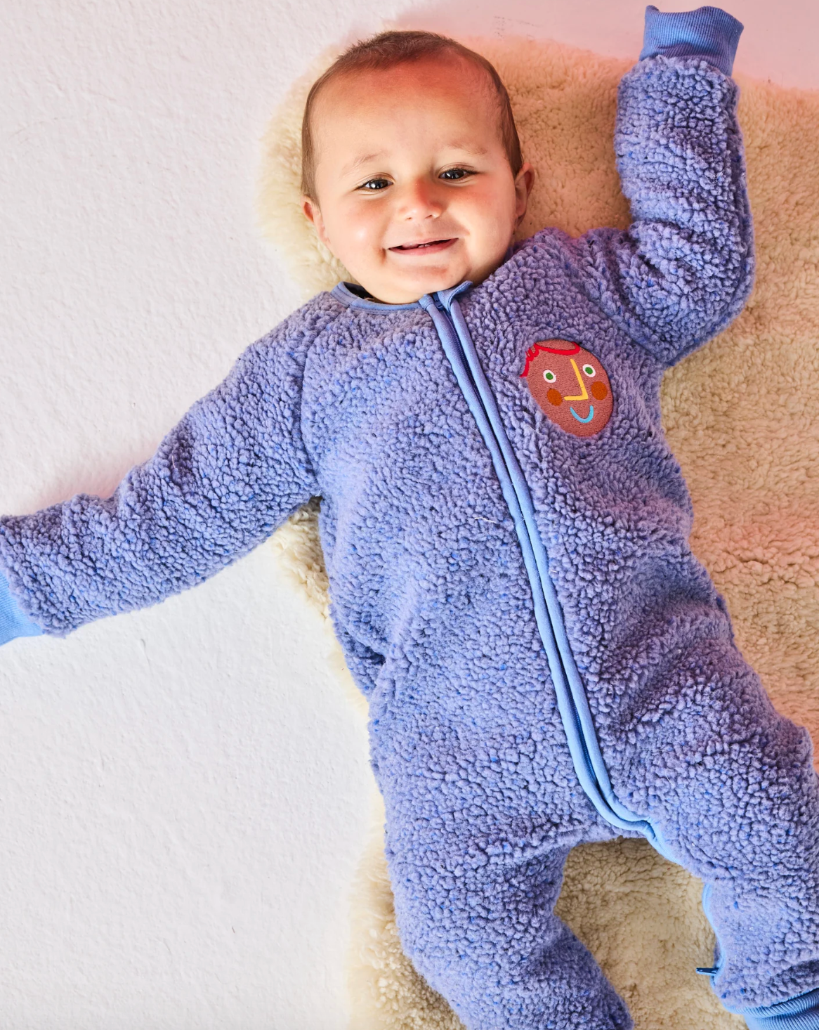 Blue Sprinkle Sherpa Long Sleeve Zip Romper