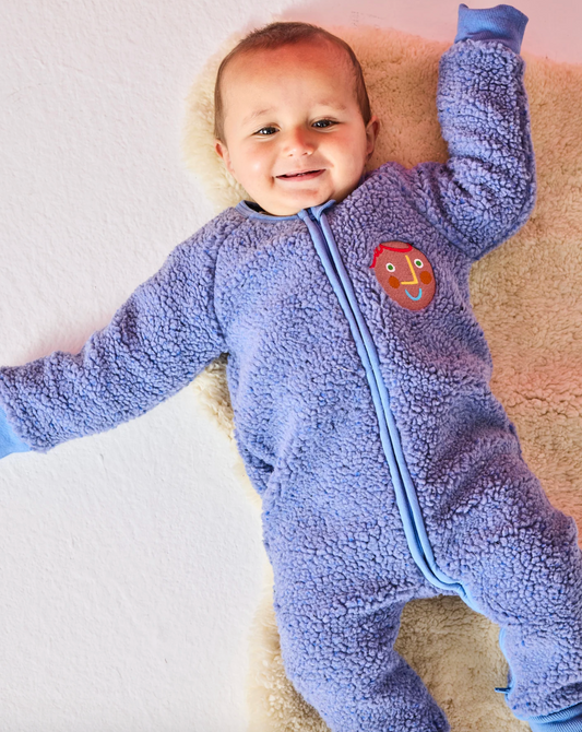 Blue Sprinkle Sherpa Long Sleeve Zip Romper