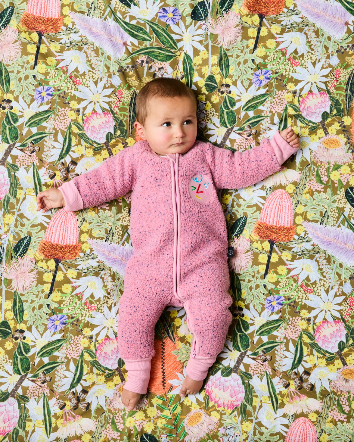 Pink Sprinkle Sherpa Long Sleeve Zip Romper
