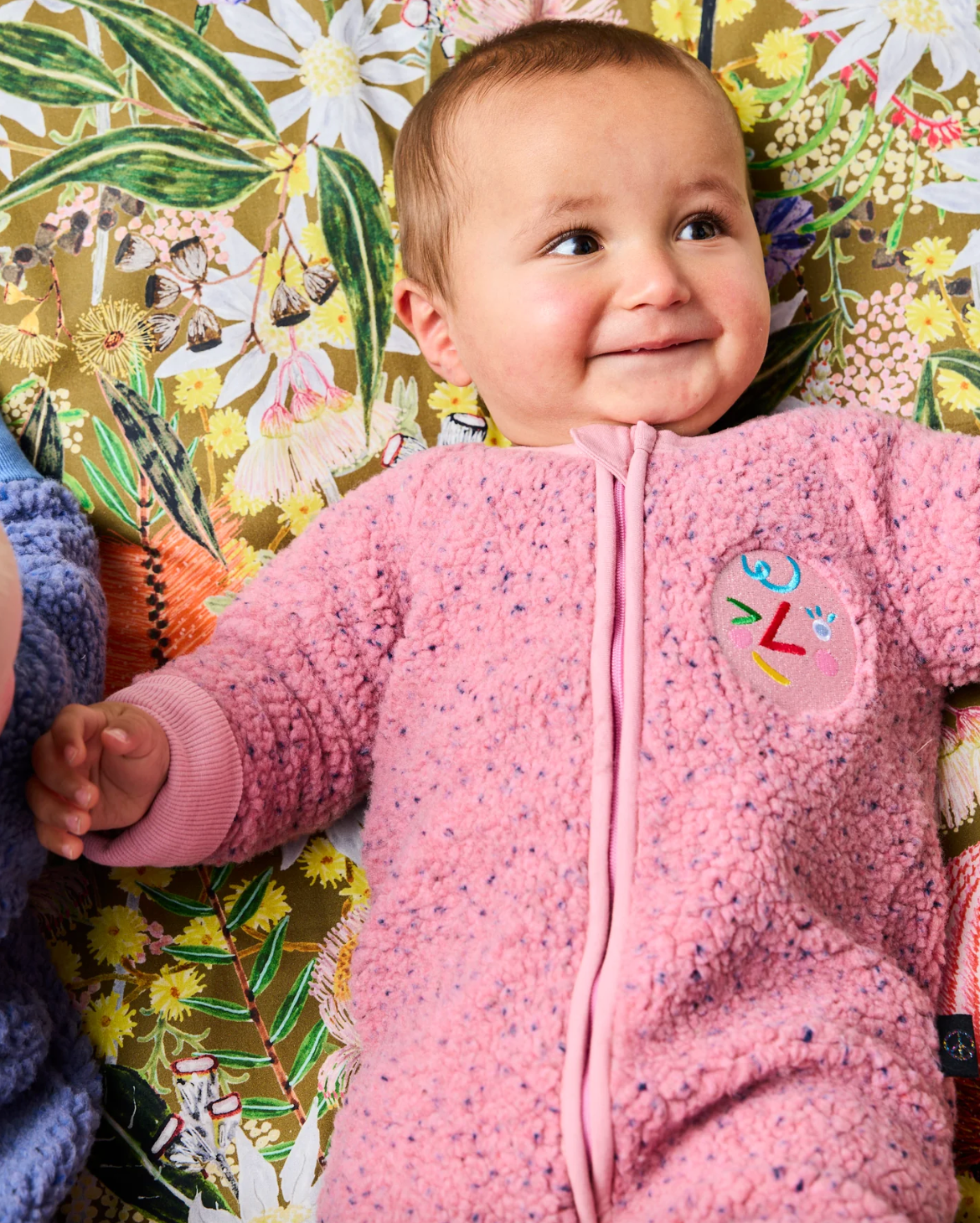 Pink Sprinkle Sherpa Long Sleeve Zip Romper