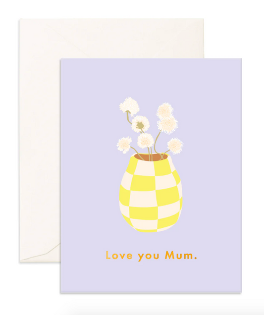 Love You Mum Vase Greeting Card