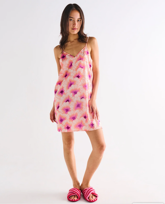 Hibiscus Peach Adult Eco Satin Cami Nightie