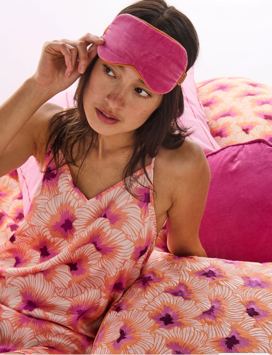 Hibiscus Peach Adult Eco Satin Cami Nightie