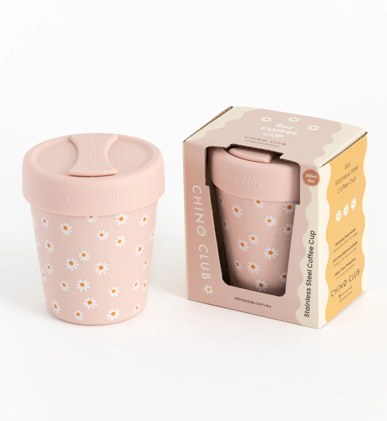 Stainless Steel Coffee Cup - 8oz - daisy