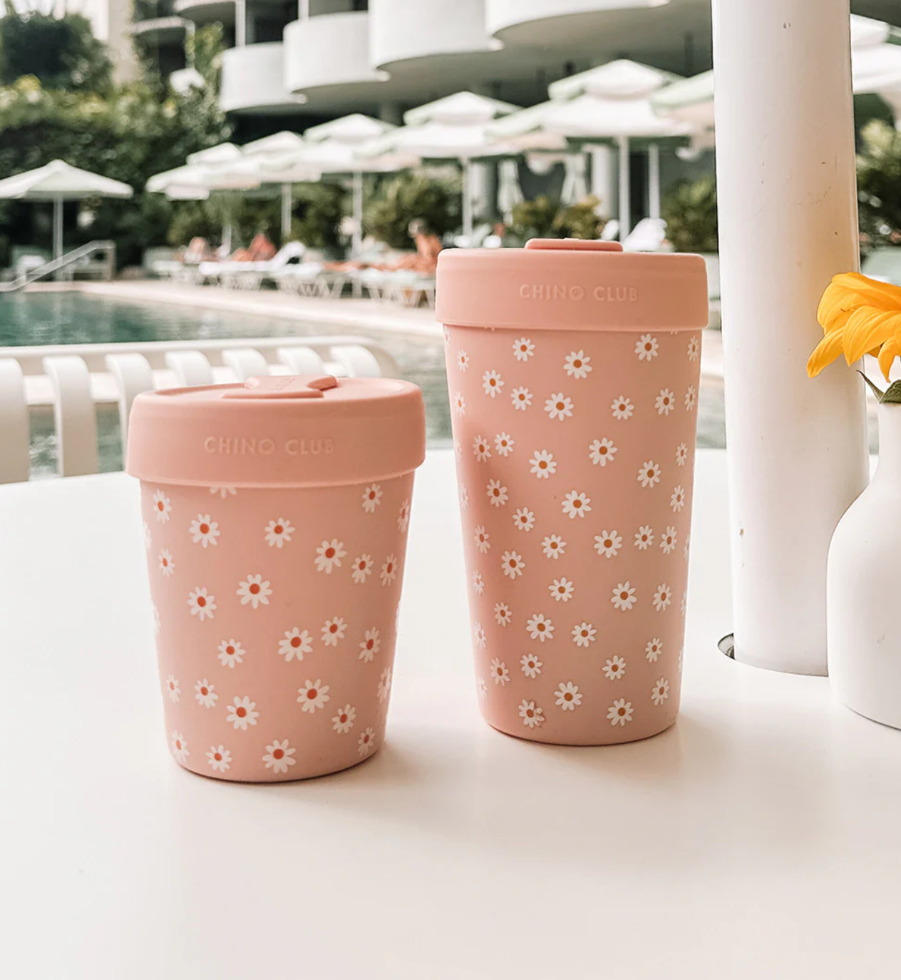 Stainless Steel Coffee Cup - 8oz - daisy