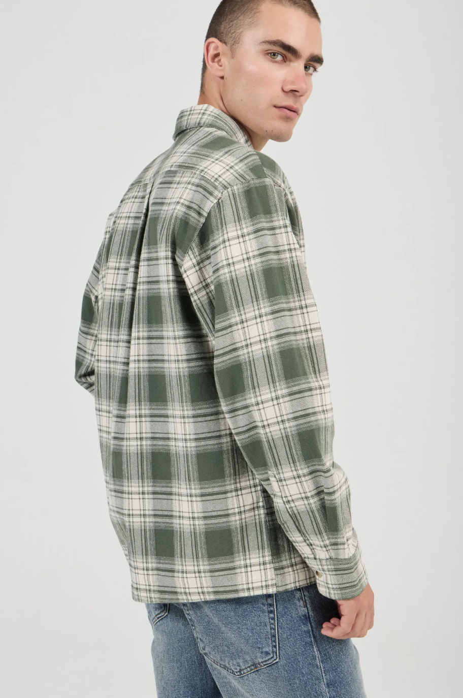 Campus Heavy Check Long Sleeve Shirt - Olive