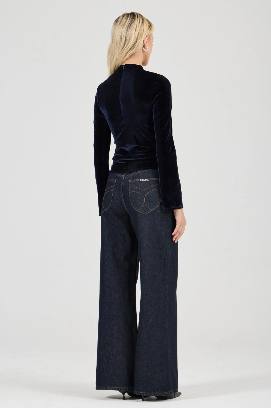 Cameo Long Sleeve Top Velvet - Midnight