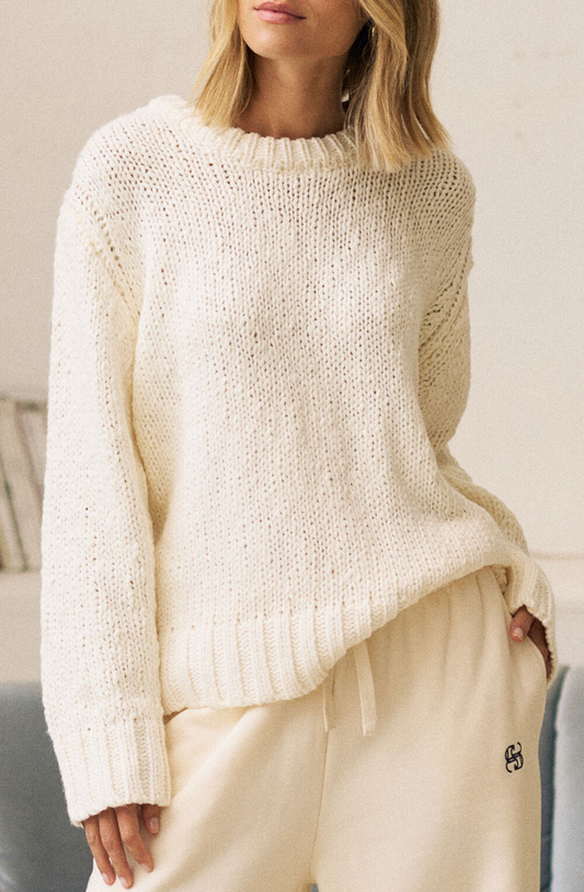 Sage Chunky Knit Crew - Marshmallow