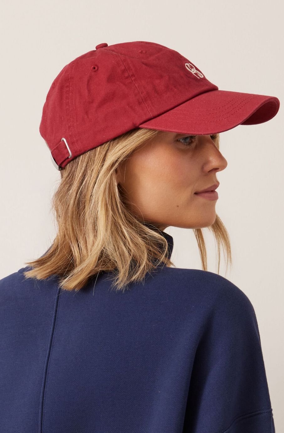 Pip Everyday Cap - Deep Red/Ecru Stitch