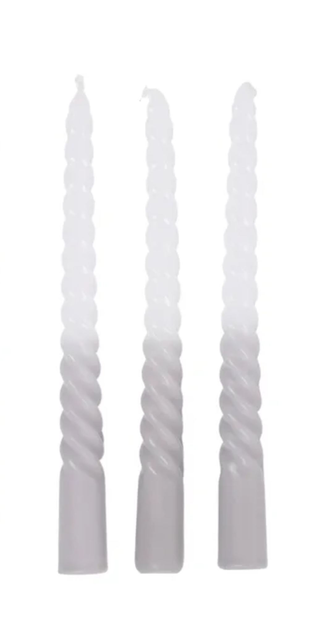 Dipped Twist Candles - Grey/White
