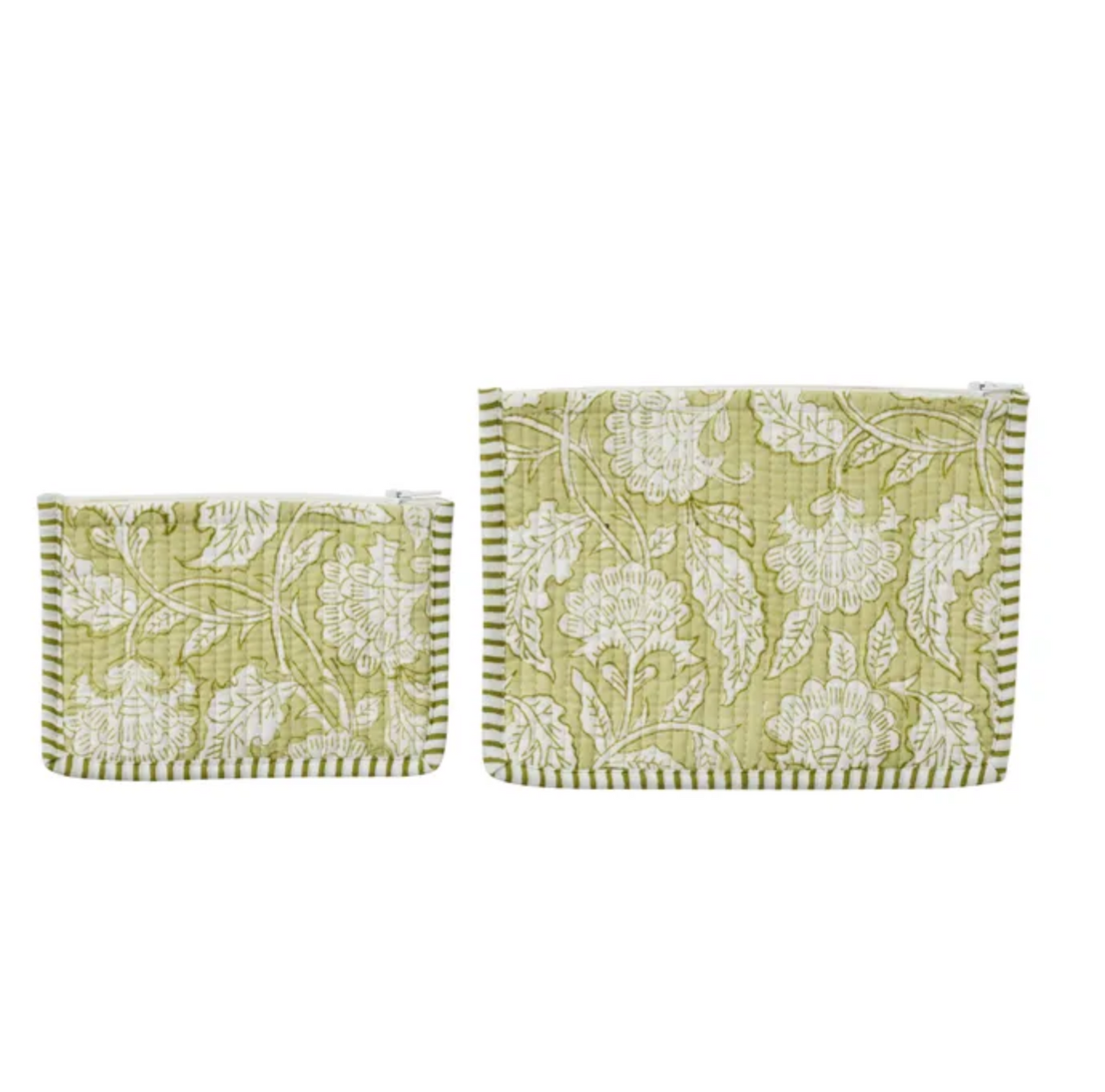 Lalita Cotton Cosmetic Pouch - Set of 2 - Green