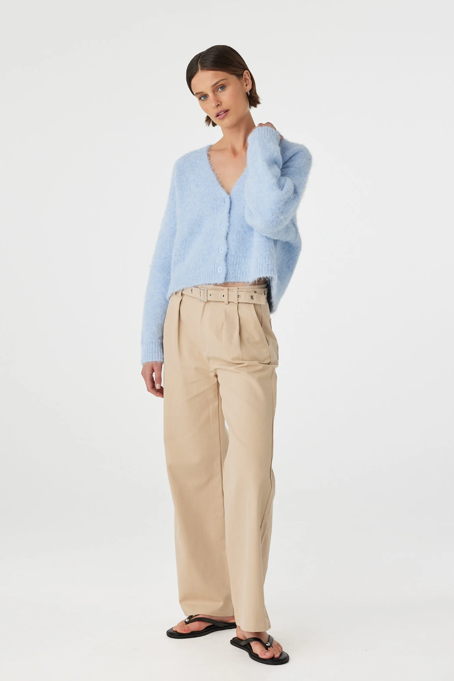 Liora Fluffy Cardigan - Sky