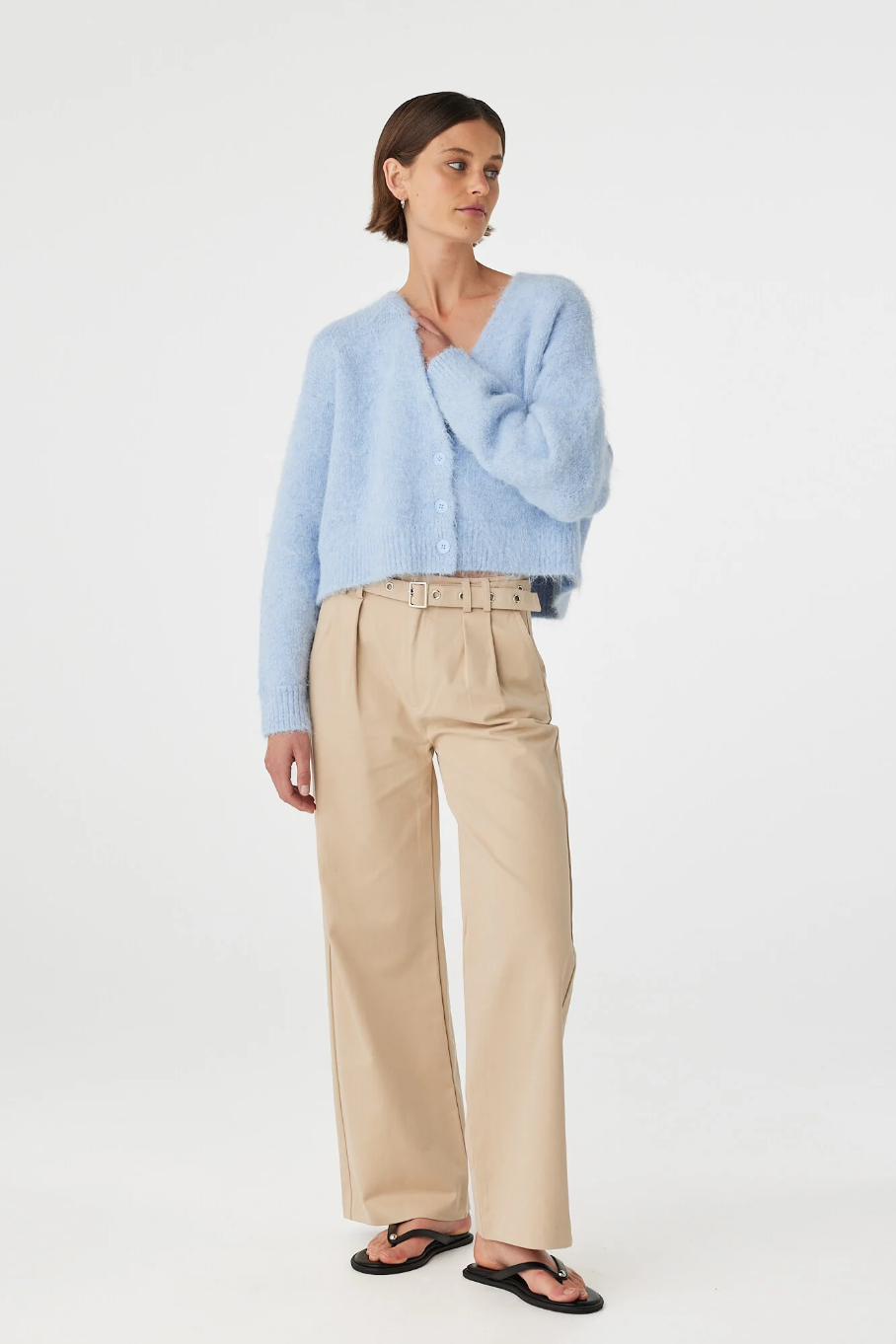 Liora Fluffy Cardigan - Sky